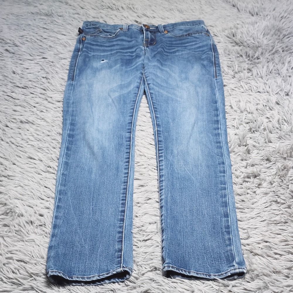 Rock Republic Skinny Jeans Womens 6 Blue Denim Low Rise Distressed Stretch Holes